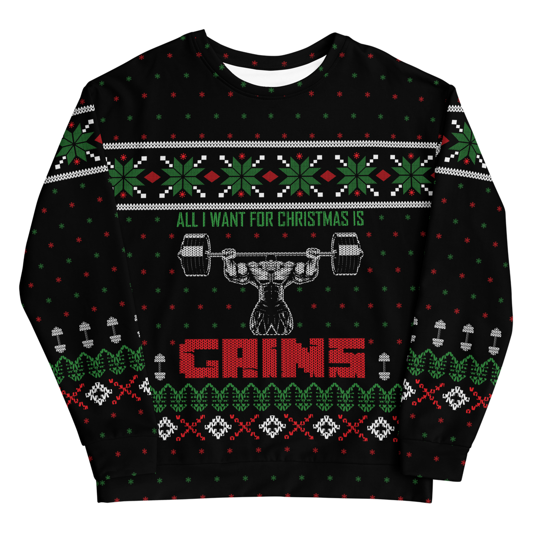 All I Want For Christmas Is Gains - All Over Print Sweatshirt