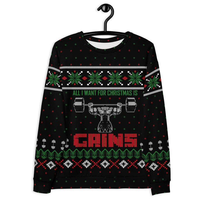 All I Want For Christmas Is Gains - All Over Print Sweatshirt