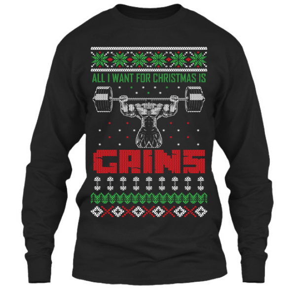 All I Want For Christmas Is Gains - Long Sleeve - Black / S