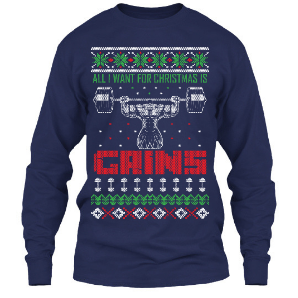 All I Want For Christmas Is Gains - Long Sleeve - Navy / S