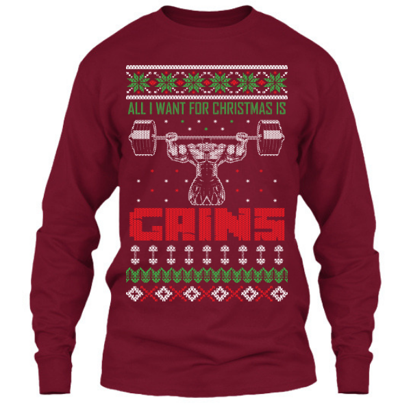 All I Want For Christmas Is Gains - Long Sleeve - Maroon / S