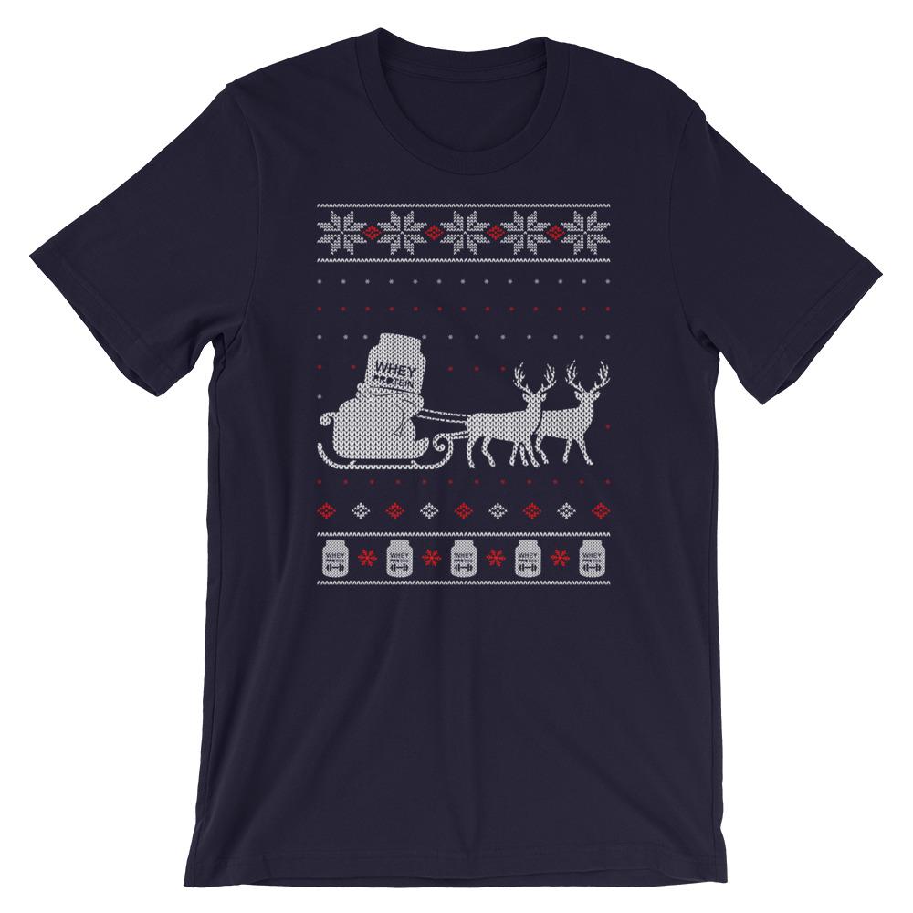 Whey On A Sleigh - T-Shirt - Navy / XS