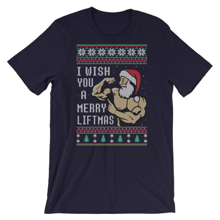 I Wish You A Merry Liftmas - T-Shirt - Navy / XS