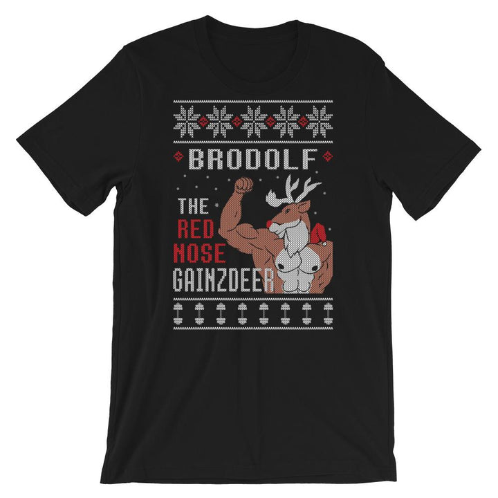 Brodolf The Red Nose Gainzdeer - T-Shirt - Black / XS